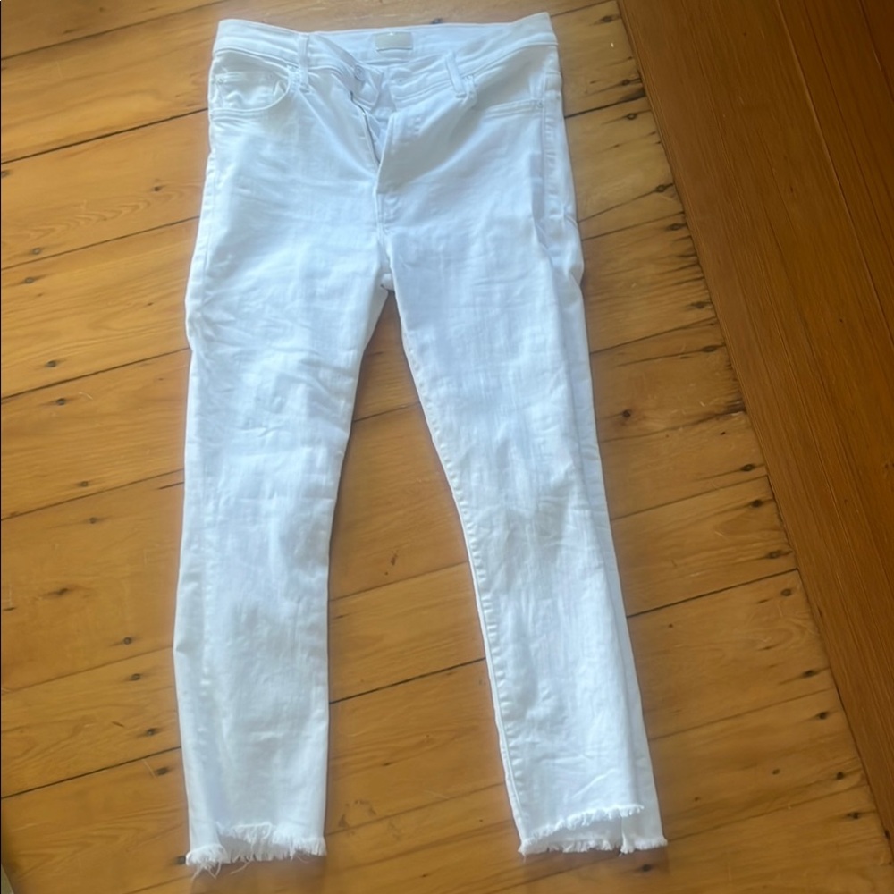 MOTHER White The Insider  Crop Step Fray